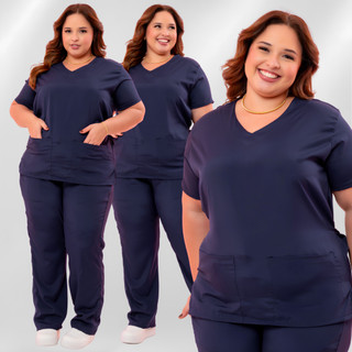 Pijama Cirurgico Feminino Masculino Plus Size Scrub Hospitalar Com Elastano Luxo Conforta…