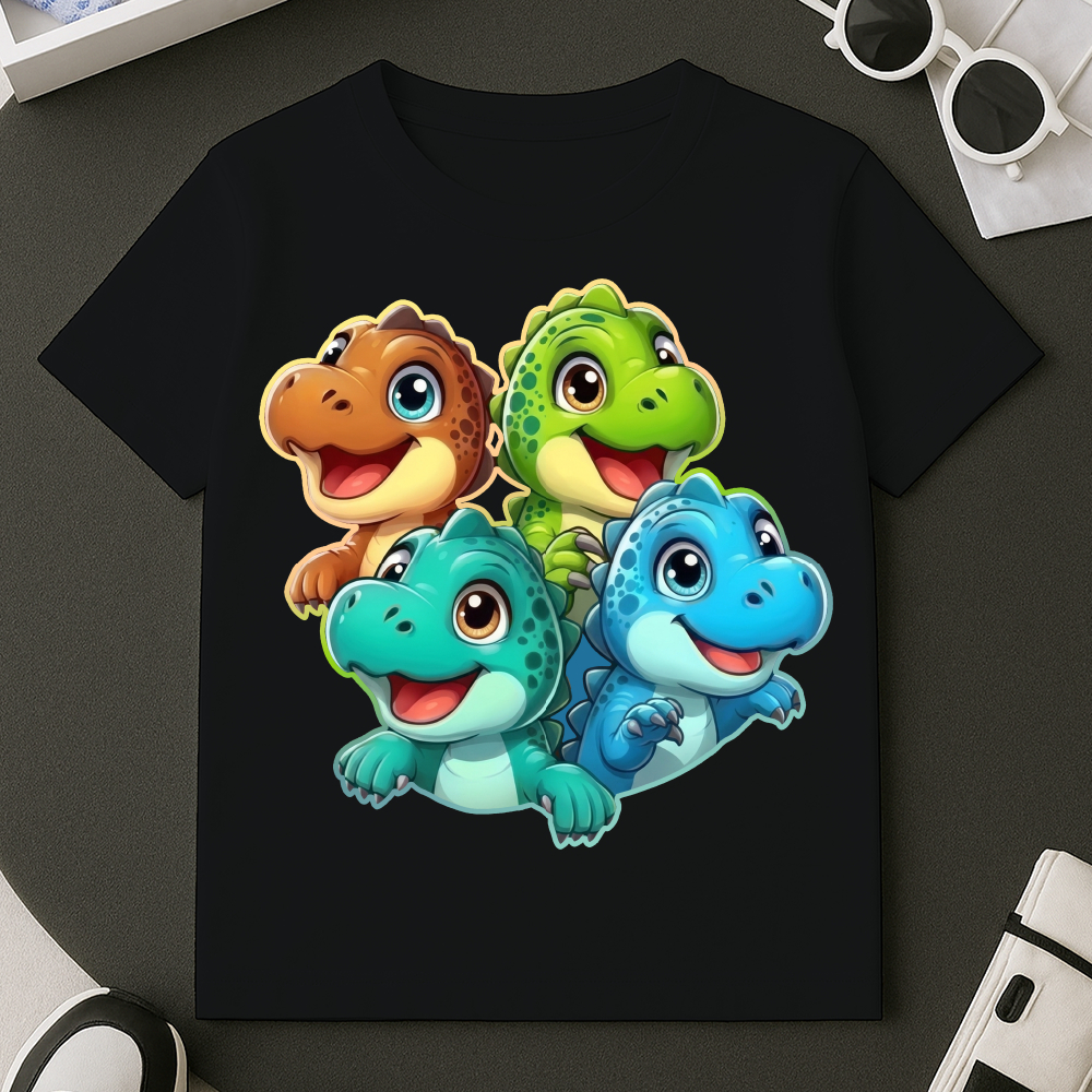 Camiseta Estampada Dinossauros Ovos T-shirt Blusa 100% Algodão Premium Masculino Do Tamanho 2 ao GG