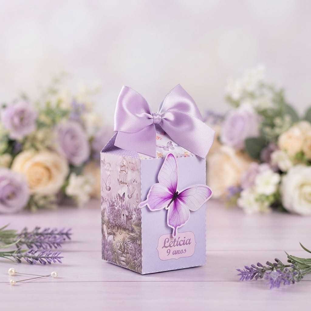 ENVIO RÁPIDO- Caixa Milk Personalizada Jardim Encantado Lilás Lembrancinha Aniversário Infantil