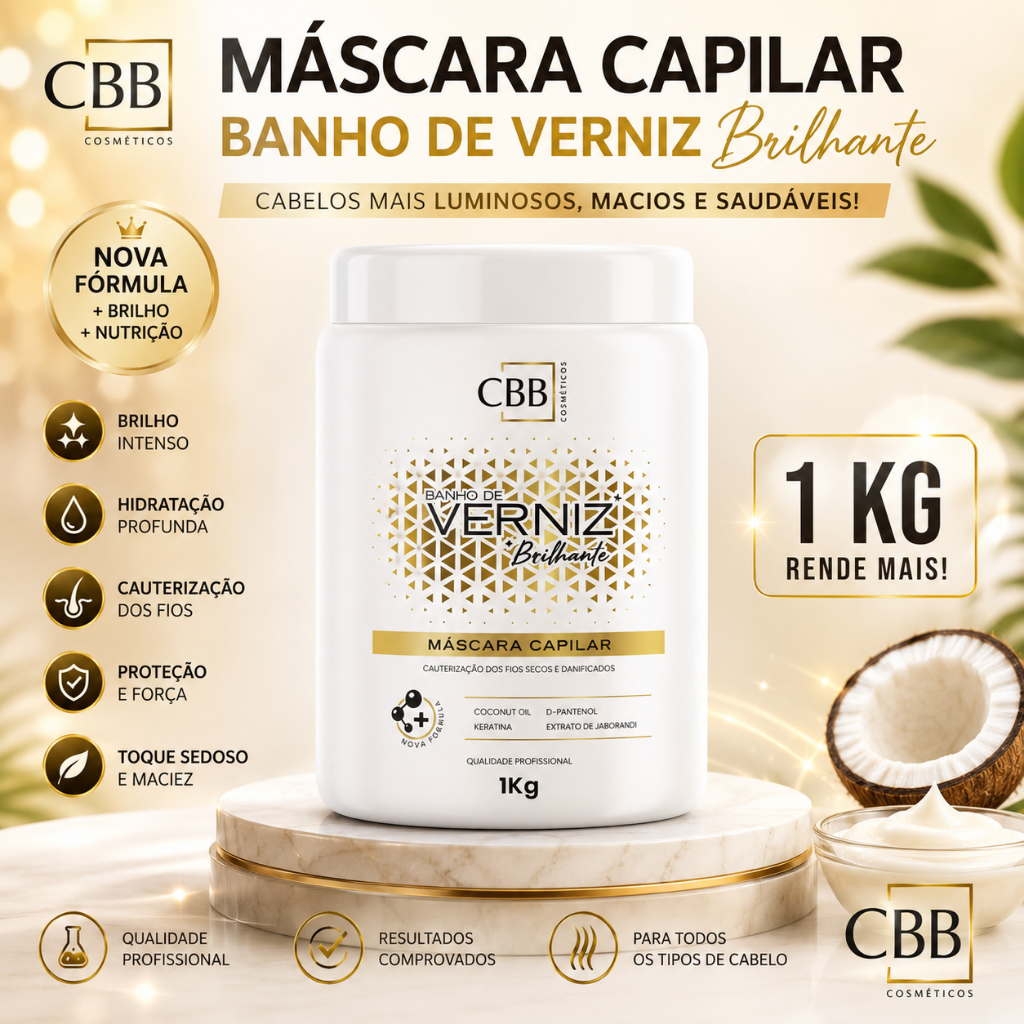 Máscara de Hidratação Banho de verniz Cbb cosméticos 1kg
