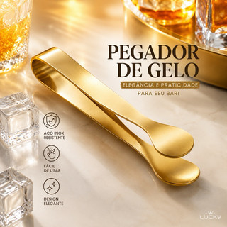 Pegador de Gelo em Aço Inox Utensílio Multifuncional para Bar Bebidas e Drinks Petiscos