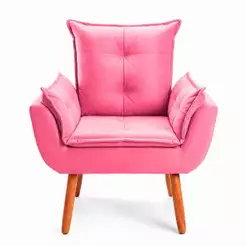 Cadeira Luxo Para Quarto Suede Rosa Pés Palito Cor Mel