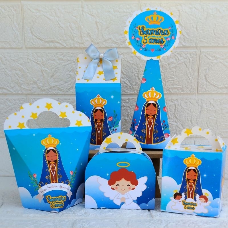 Kit Caixinhas Personalizada( Nossa Senhora Aparecida )PEGUE MONTE  lembrancinha aniversário festa  doces