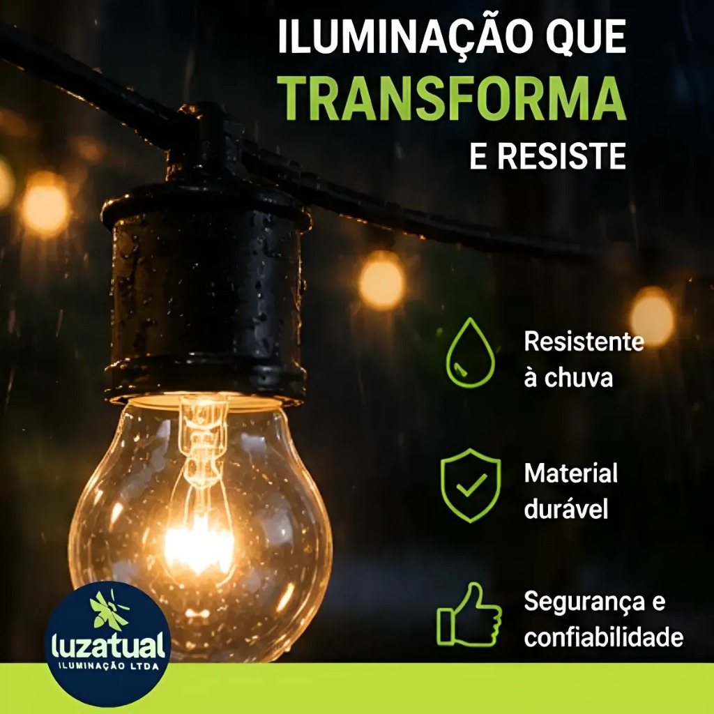 Varal Luz Interna/externa 20 Metros Lâmp Incandescente 15w