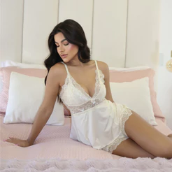 Baby doll pijama feminino rendado sensual Liganete Pijama de renda