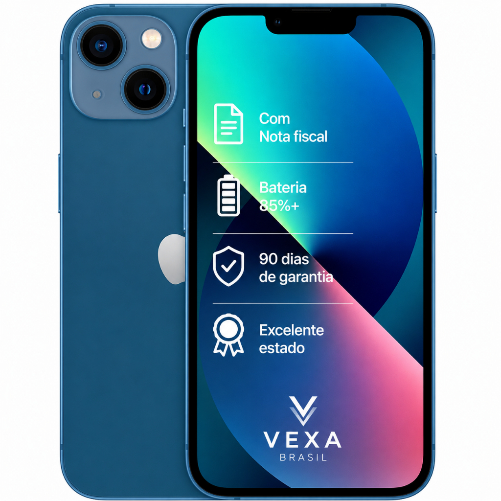 Apple iPhone 13 128GB Azul | Semi Novo Premium | Bateria Mínima 85%