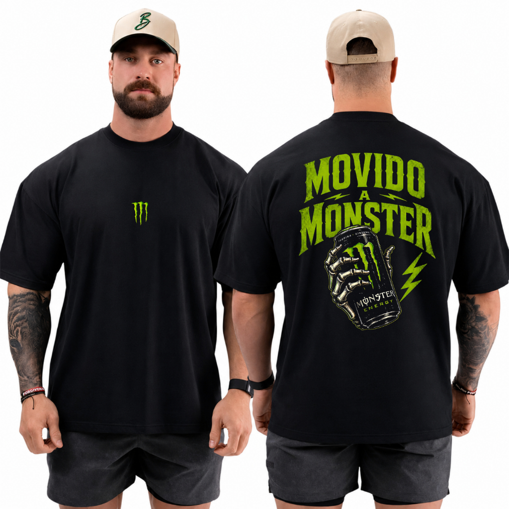 Camiseta Oversized Masculina Monster Academia Treino Estampa Costas Streetwear 100% Algodão 30.1