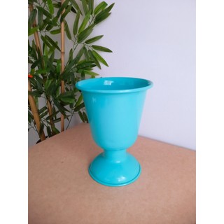 vaso esmaltado verde água em ferro esmaltado
