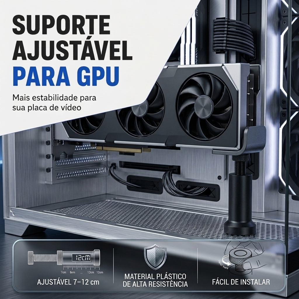 Suporte Ajustável para Placa de Vídeo GPU Anti-Sag Universal | Apoio Vertical para PC Gamer