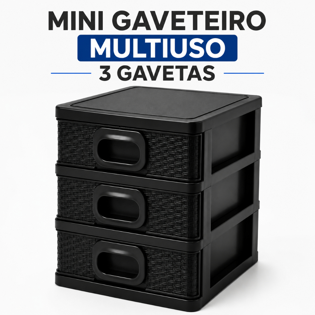 Organizador Multiuso Várias Cores com 3 Gavetas para Mesa
