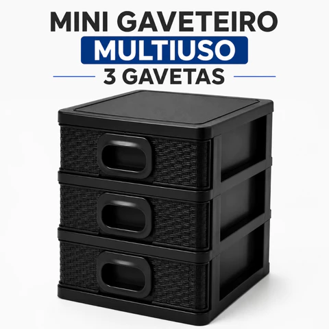 Organizador Multiuso Várias Cores com 3 Gavetas para Mesa Maquiagem Joias e Escritório