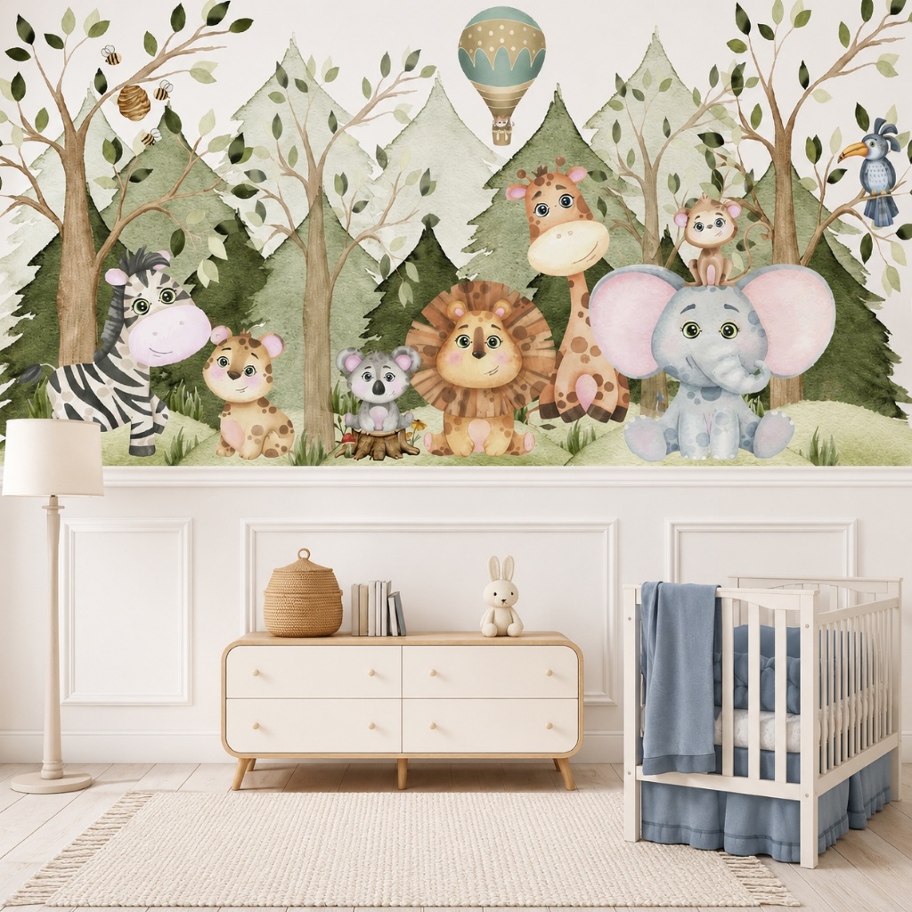 Papel De Parede Personalizado Bichinhos Na Floresta Decoração Quarto Infantil In