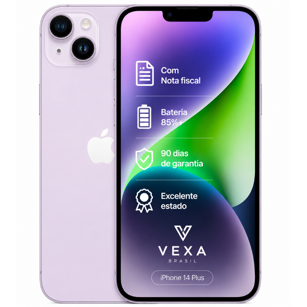 Apple iPhone 14 Plus 128GB Roxo | Semi Novo Premium | Bateria Mínima 85%
