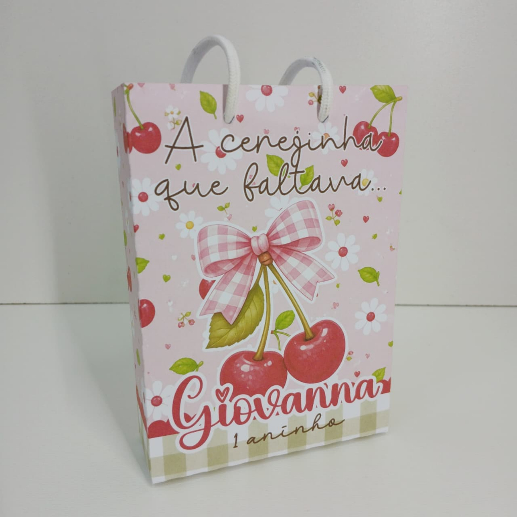 Sacolinha Personalizada Cerejinha Sacola Surpresa l Lembrancinha Festa Infantil l Aniversário l Envio Rápido