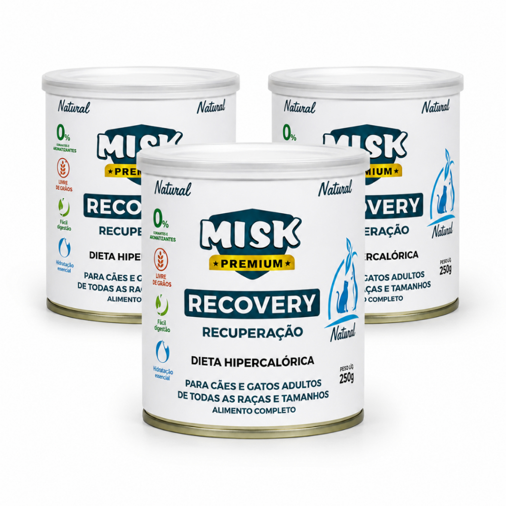 Kit 3 Latas Ração Úmida Misk Recuperação Hipercalórica Para Cães Gatos Cachorro e Gato Recovery