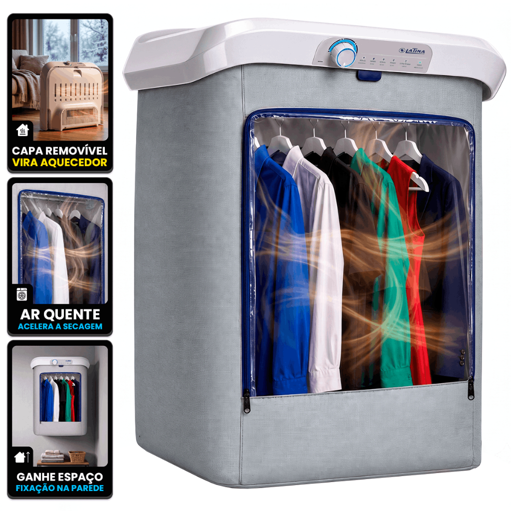 Secadora De Roupas Latina SR555 10Kg Compacta Elétrica Com Aquecedor Portátil Residencial