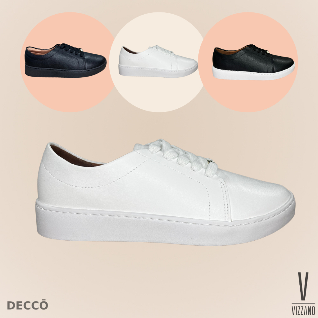 Tênis Feminino Vizzano Branco Casual Clássico Leve Macio e Confortável Moda Passeio