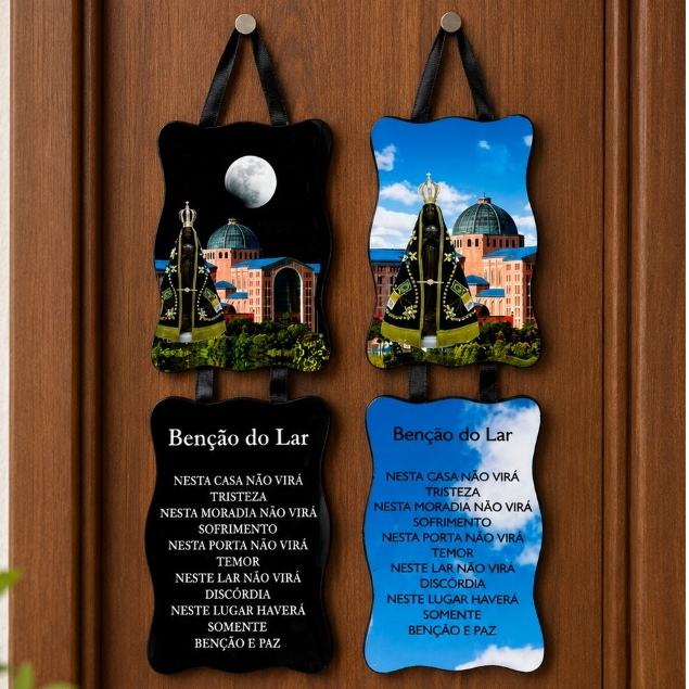 Adorno para Porta Nossa Senhora Aparecida MDF | Bênção do Lar Decorativo Religioso Católico