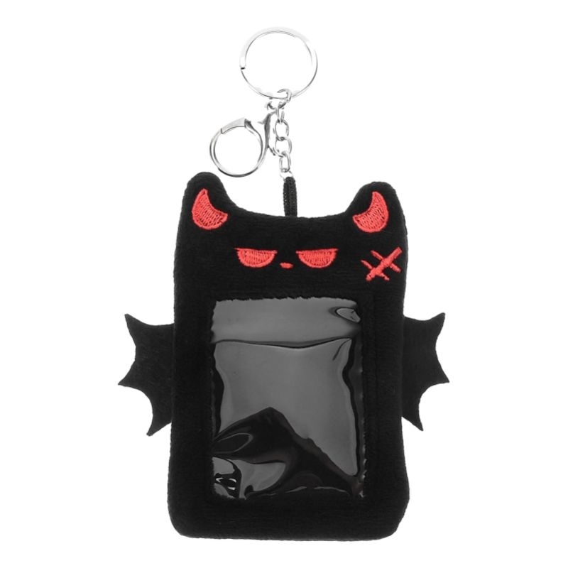 Porta-cartões de Pelúcia Morcego Preto - Design Sofisticado, Material Macio, Compacto e Versátil
