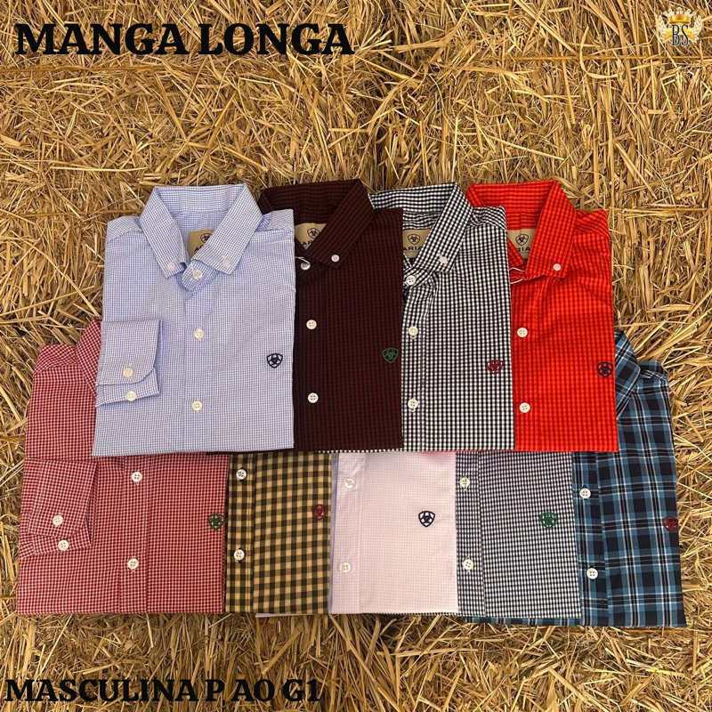 Camisa Manga Longa Masculina ARIAT 100% algodão, estilo e resistência Trabalho e Festa
