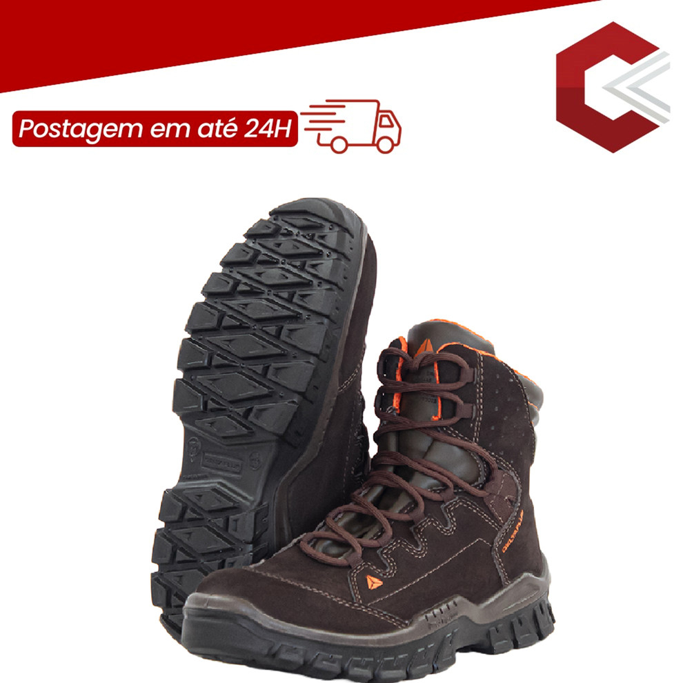 Botina Botas De Segurança Couro Ocupacional Esporte Lazer Trilha Deltaplus Rio II OB SRC - CA 45485