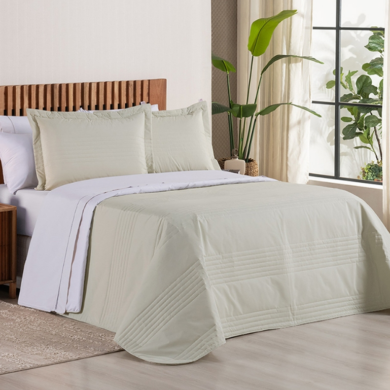 Cobre Leito Percal 200 Fios Dupla Face Colcha Cama Casal Queen King e Solteiro 2 e 3 Peças