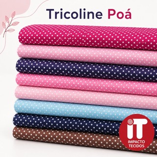 Tecido Tricoline Poá Estampado 100% Algodão para Artesanato Patchwork Costura e Decoração 50cm x 1,50m