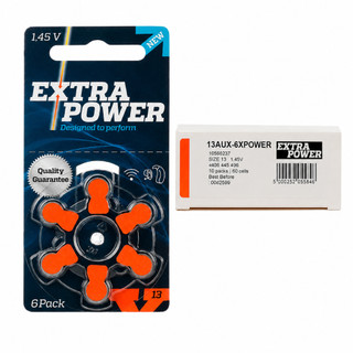 Caixa de Pilhas para Aparelho Auditivo Extra Power Nº 13 (Laranja) - 60 Unidades