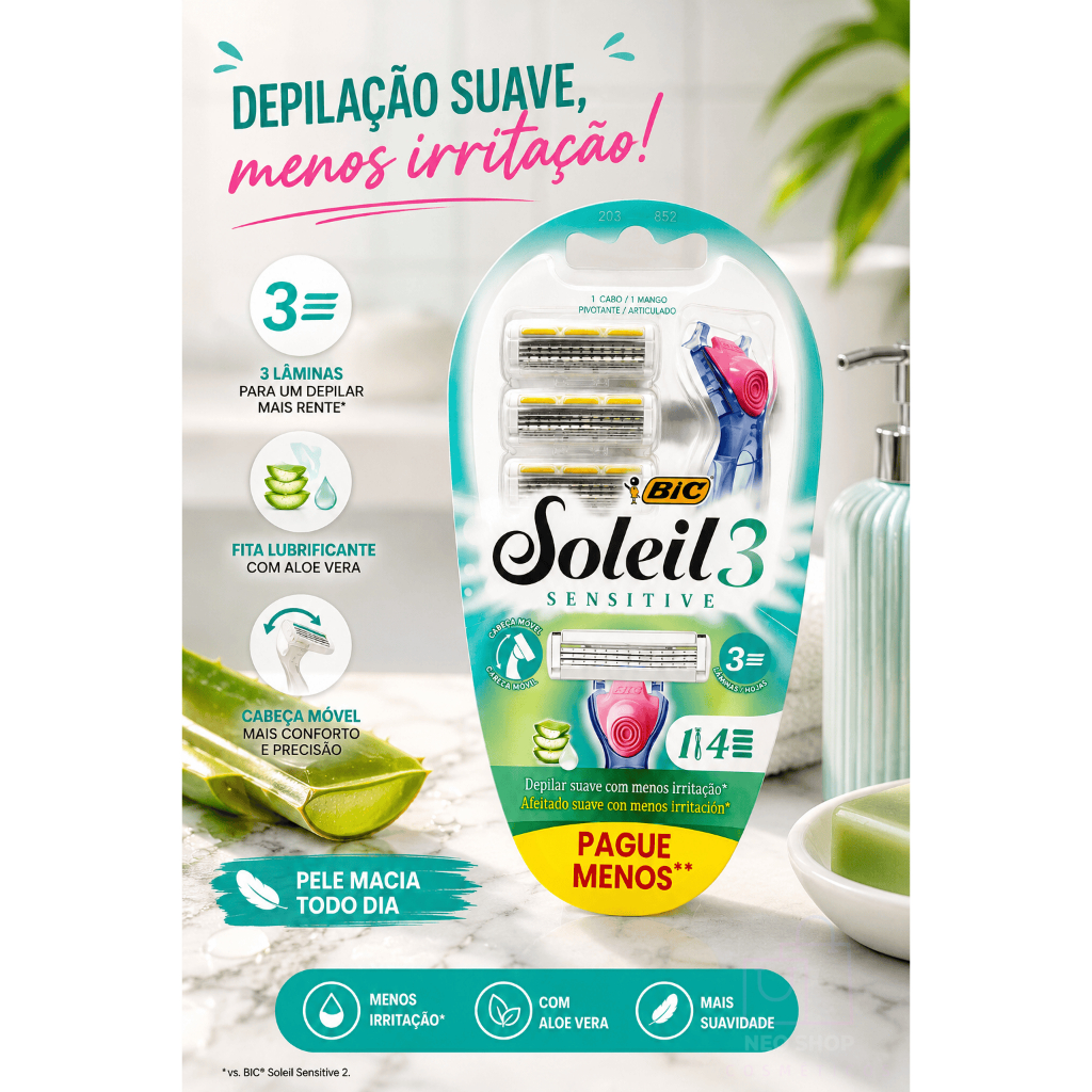 Aparelho de Depilar BIC Soleil Sensitive 4 cargas — imagem 2 de 2