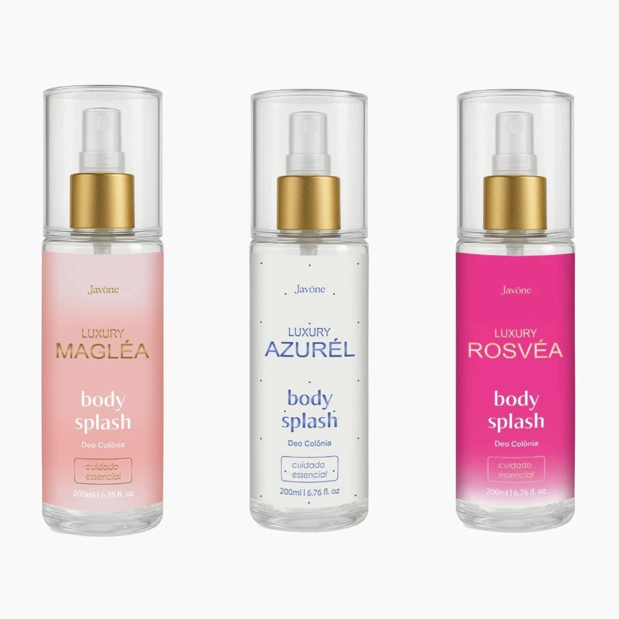 Kit 03 Body Splash Javône Trio Essencial | Magléa + Azurél + Rosvéa | 3 Fragrâncias Icônicas