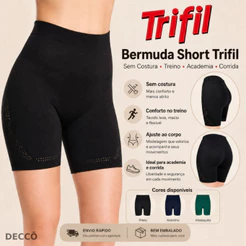 Bermuda Short Trifil Feminino Adulto Sem Costura para treino e Academia Corrida Esportes Fitness