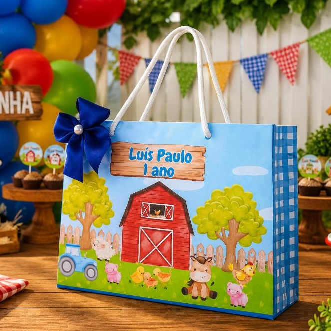 ENVIO / FAZENDINHA Sacola Personalizada Pegue e Monte – Lembrancinha Infantil Todos os temas