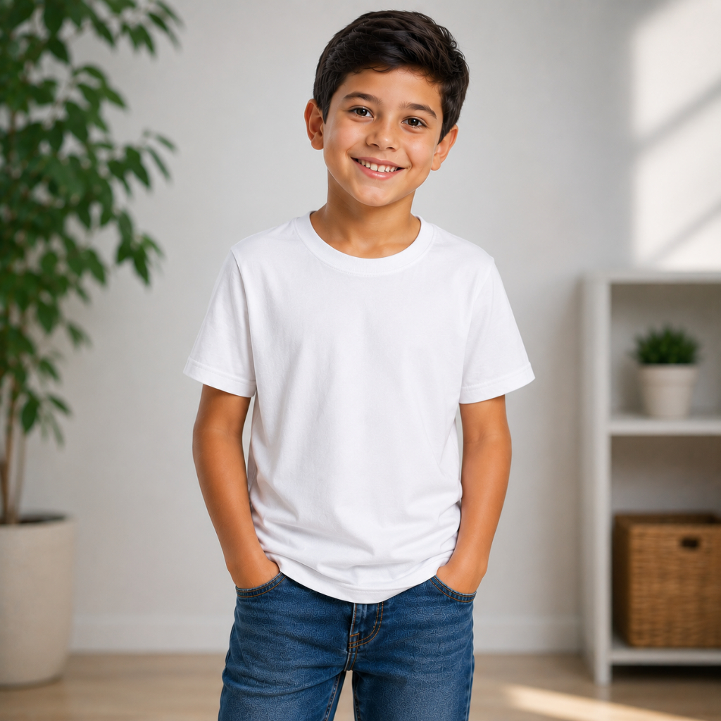 Camiseta Infantil Básica Unissex 100% algodão