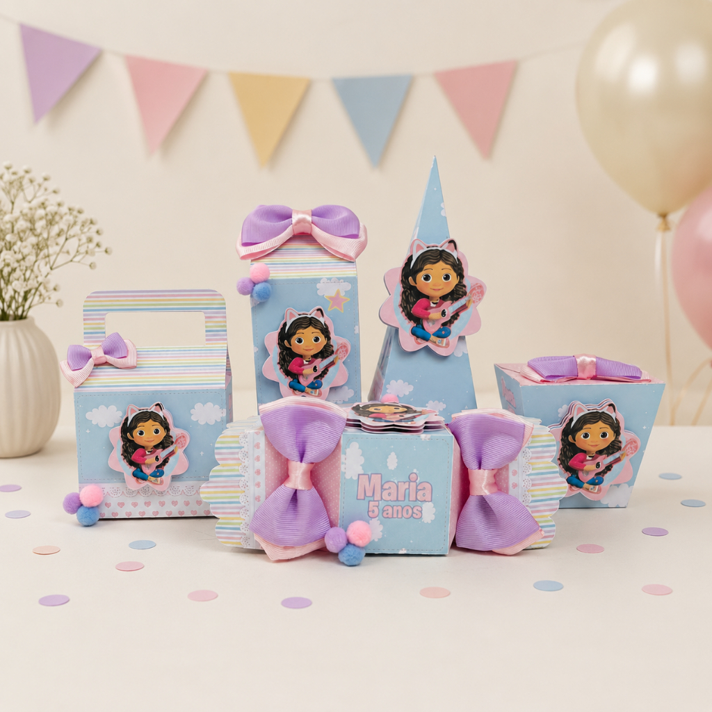 Kit Festa Personalizado Casinha da Gabi | 20 Lembrancinhas Personalizadas | Caixinhas para Festa Infantil Menina