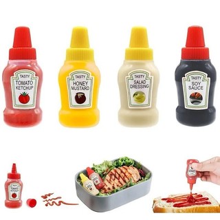 Kit 4 Pcs Mini Garrafas De Molho Dispensadores Portáteis Para Crianças e Adultos Lancheira