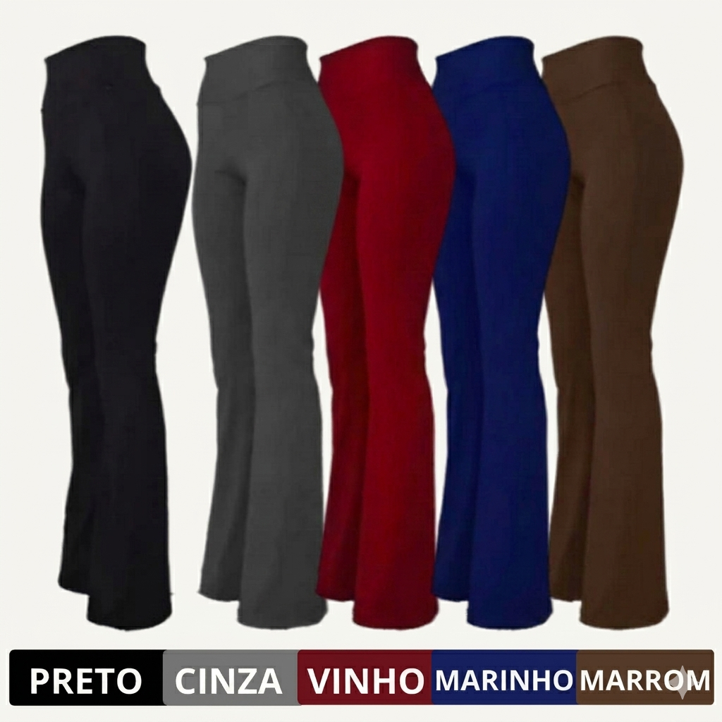 Calça Leg FLARE Bailarina Boca de Sino Cintura Alta Modela Bumbum Feminina Zero Transparência OFERTA