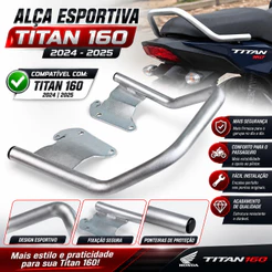 Alça 160 2025 Super Alta Traseira Esportiva Titan Start Cromada Preto