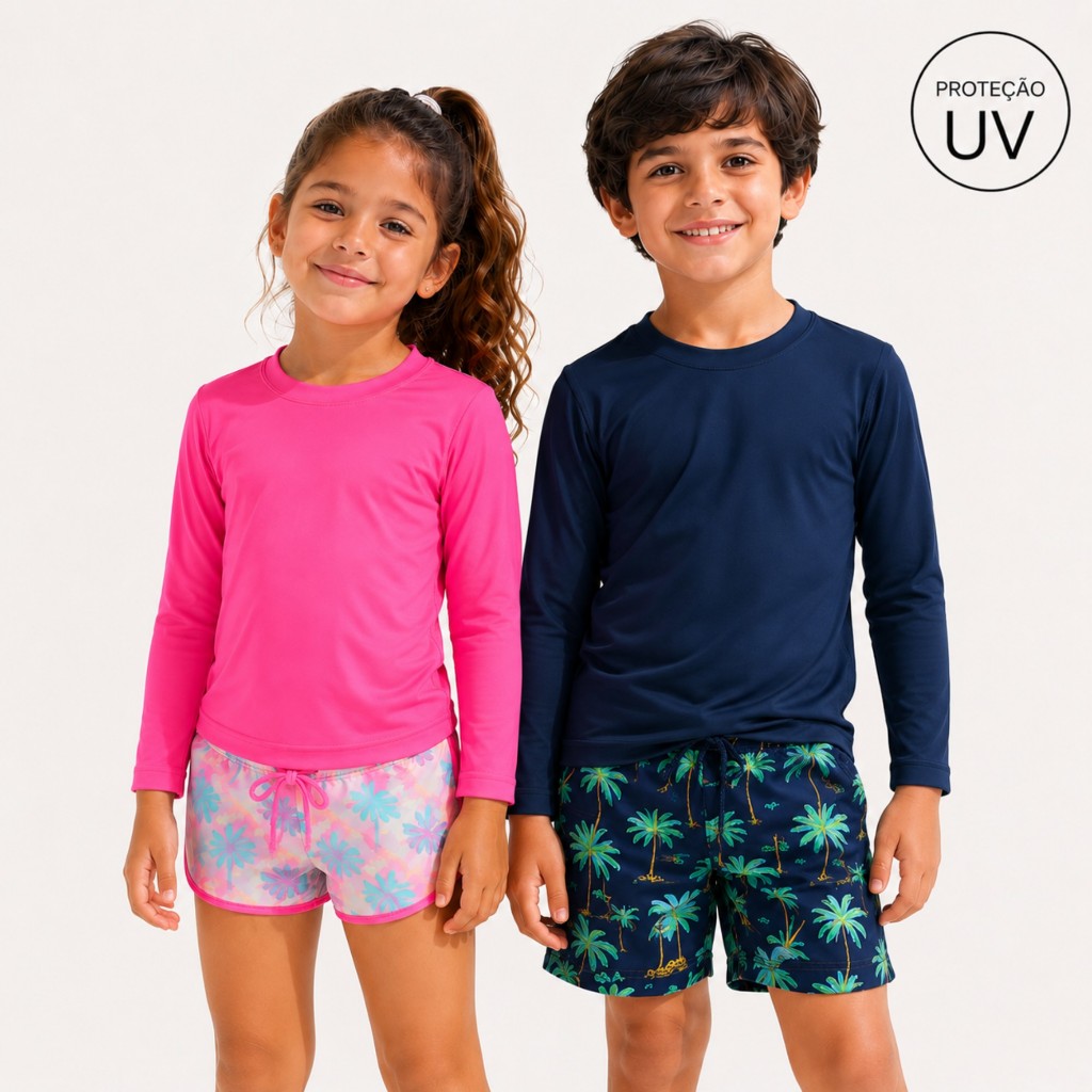 Camiseta Térmica UV50+ Infantil Juvenil Proteção Solar Verão Menino Menina
