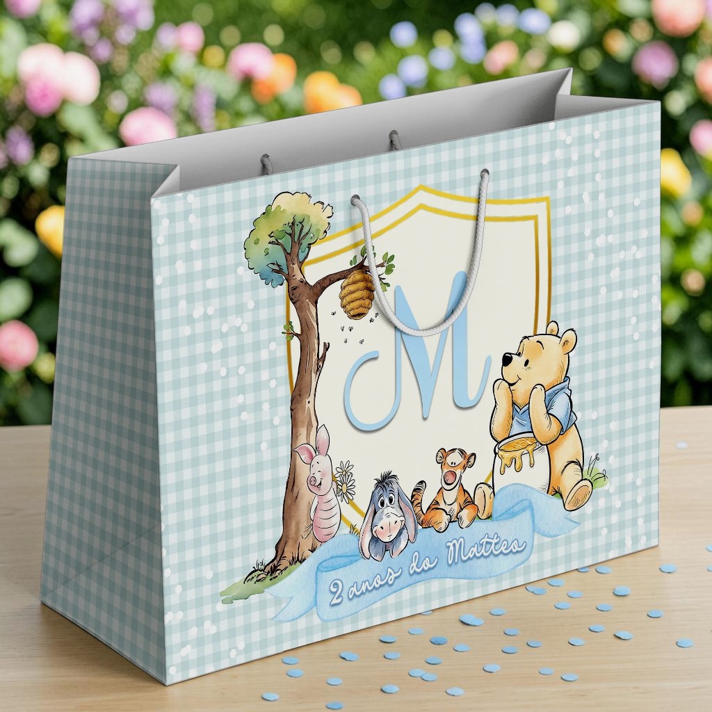 Sacolinha Personalizada Ursinho Pooh Lembrancinha Festa Infantil