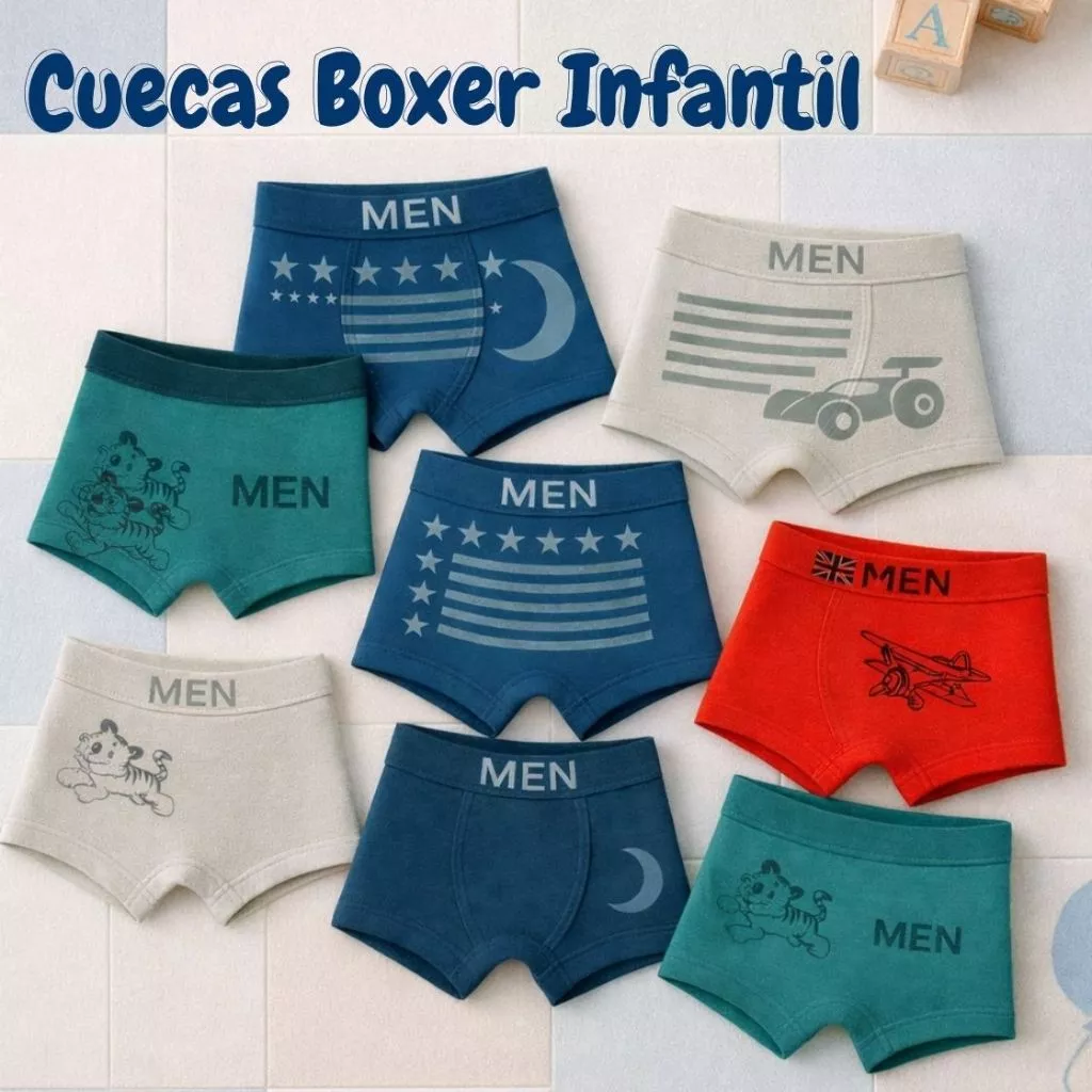 Kit 10,8,5 ou 3 Cuecas Boxer Infantil 2 a 10 anos Microfibra Premium Menino — imagem 1