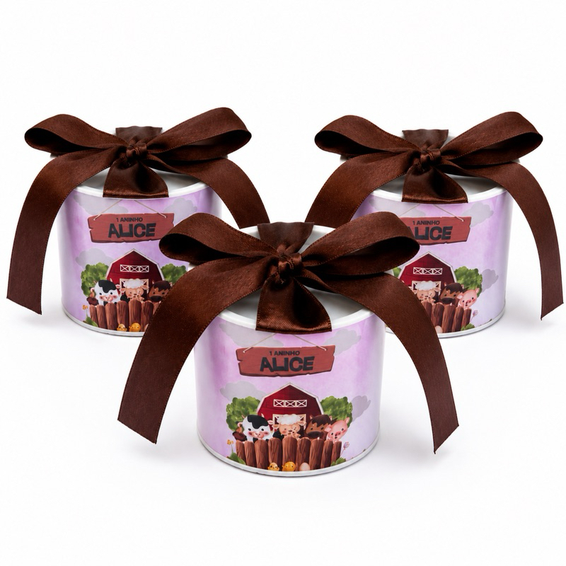 Kit Mini Tubolata Personalizada 5x6 cm - Lembrancinha Festa Aniversário Infantil - Tema Fazendinha