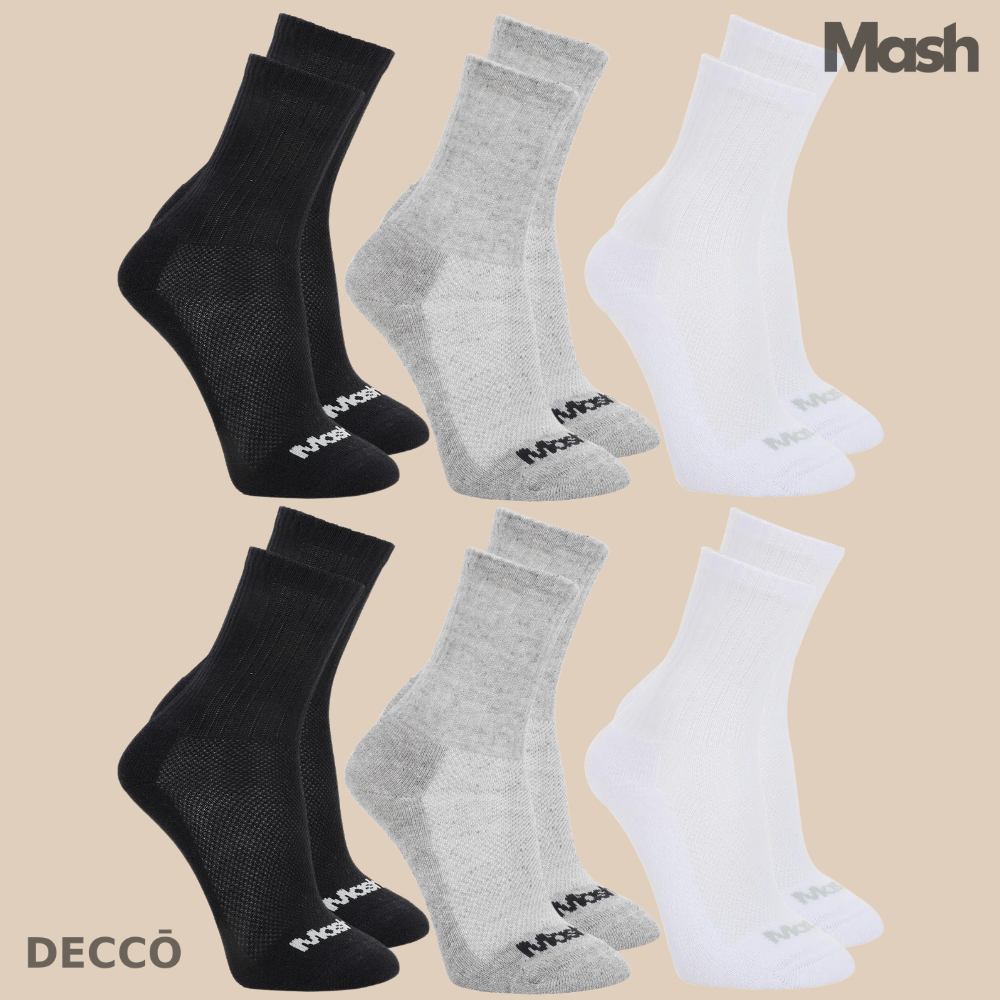 Kit Com 6 Pares de Meias Sport Mash Cano Medio em Algodao Unissex Para Corrida C