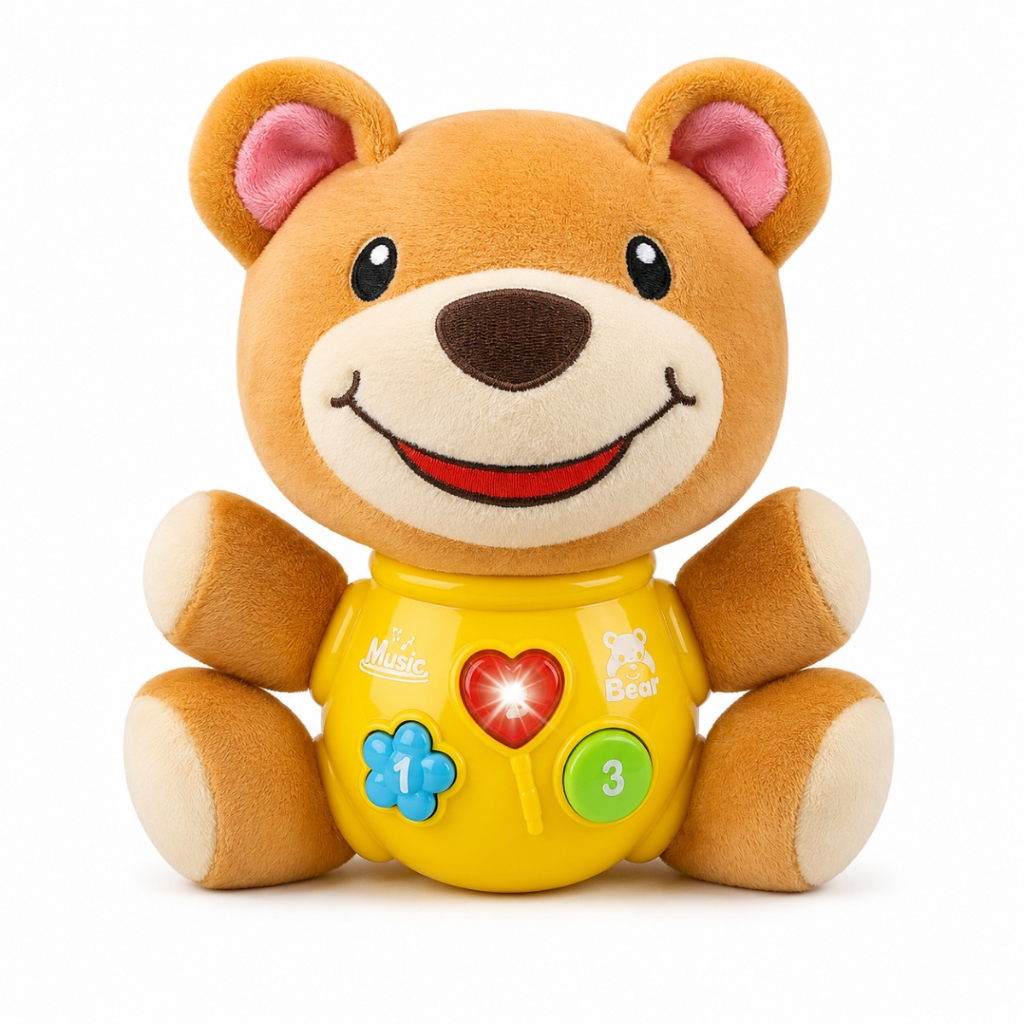 Pelúcia Musical Ursinho C/ Luz e Som Boneco CBS0344 - Castela Brasil