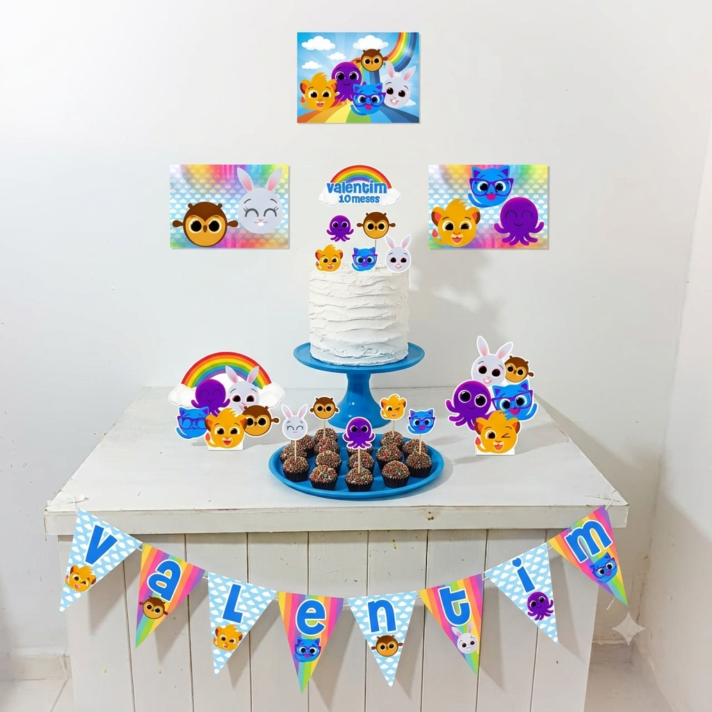 Kit Festa Bolofofos menino Personalizado Só Um Bolinho Festa em Casa Aniversário Infantil Mesversário lembrancinha