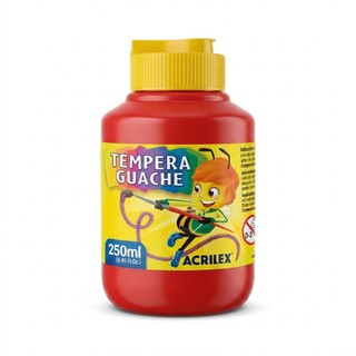Tinta Guache Vermelho Fogo 250ml Acrilex Têmpera Guache Escolar Artística Atóxica Solúvel Em Água
