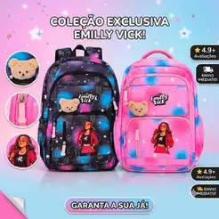 Mochila Escolar Emilly Vick Infantil Feminina Costas Grande Reforçada Impermeável