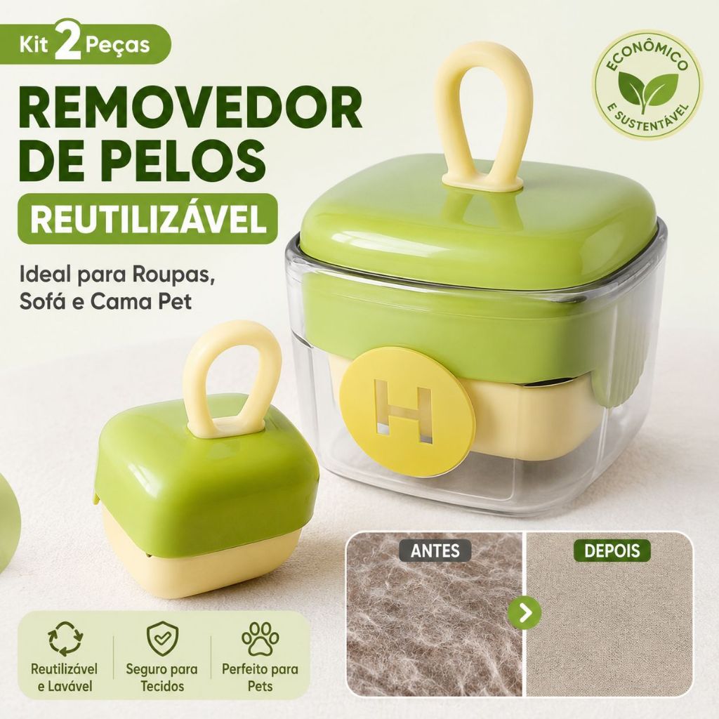 Removedor de Pelos Reutilizável Portátil para Roupas Sofá Cama e Estofados Pet Gato Cachorro-2pcs
