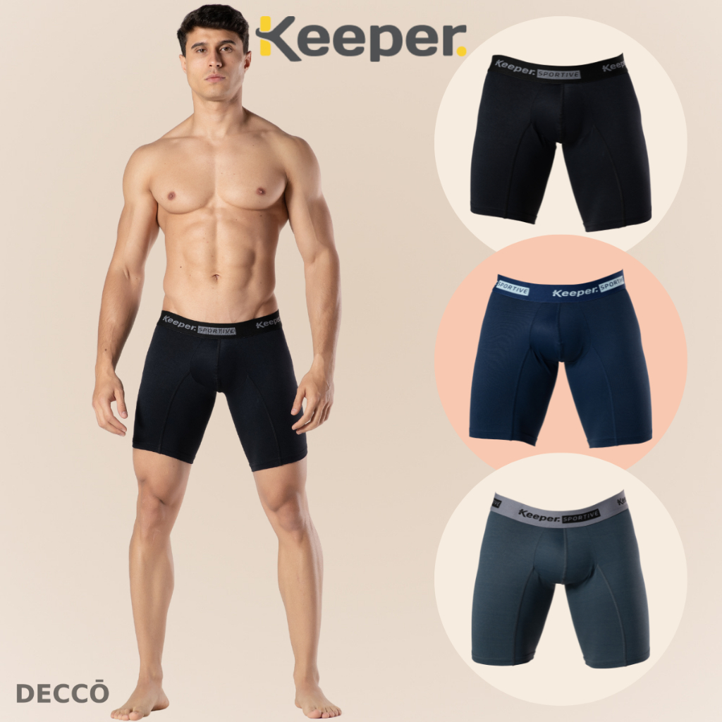 Kit com 3 Cueca Boxer keeper Modelo Long Leg Esportiva Anti Assaduras Lisa Mascu