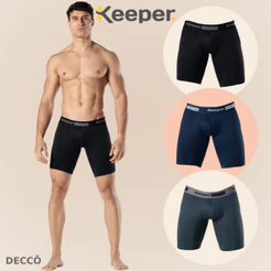 Kit com 2 Cueca Boxer keeper Modelo Long Leg Esportiva Anti Assaduras Lisa Masculina Perna Comprida