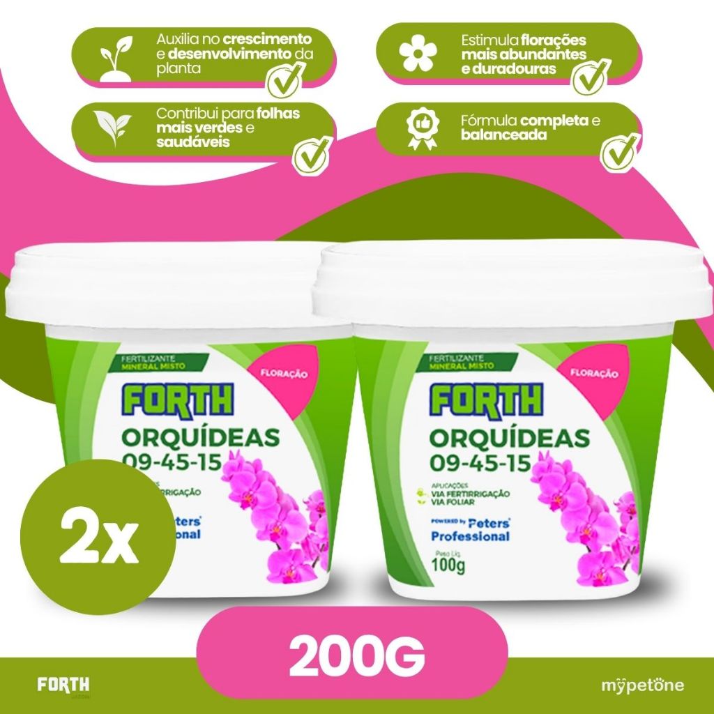 Kit 2 Adubos Forth Orquídeas Floração 09-45-15 - 100g